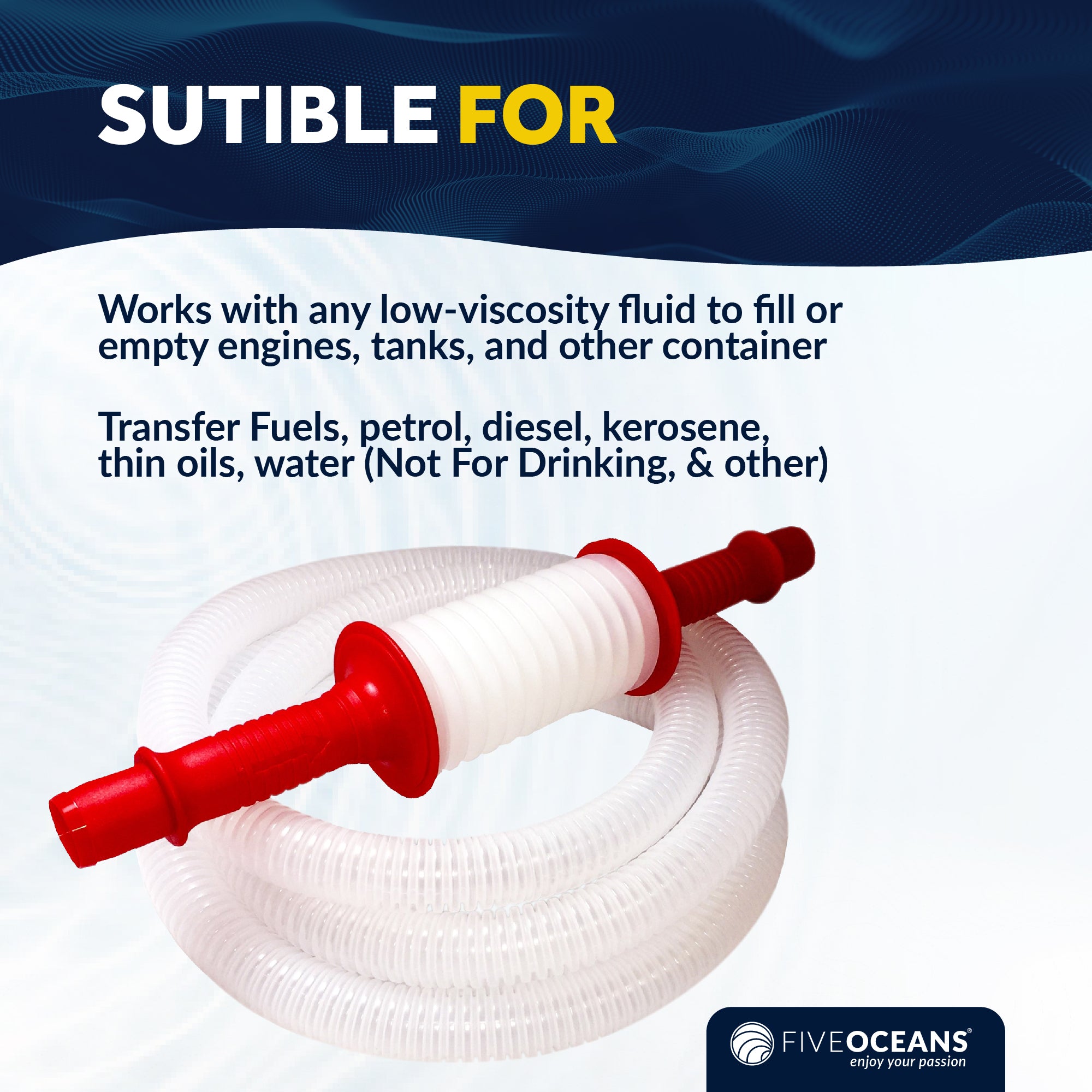 Fuel Transfer Pump Mini Siphon Manual Sucker Set - FO3890 - Five Oceans