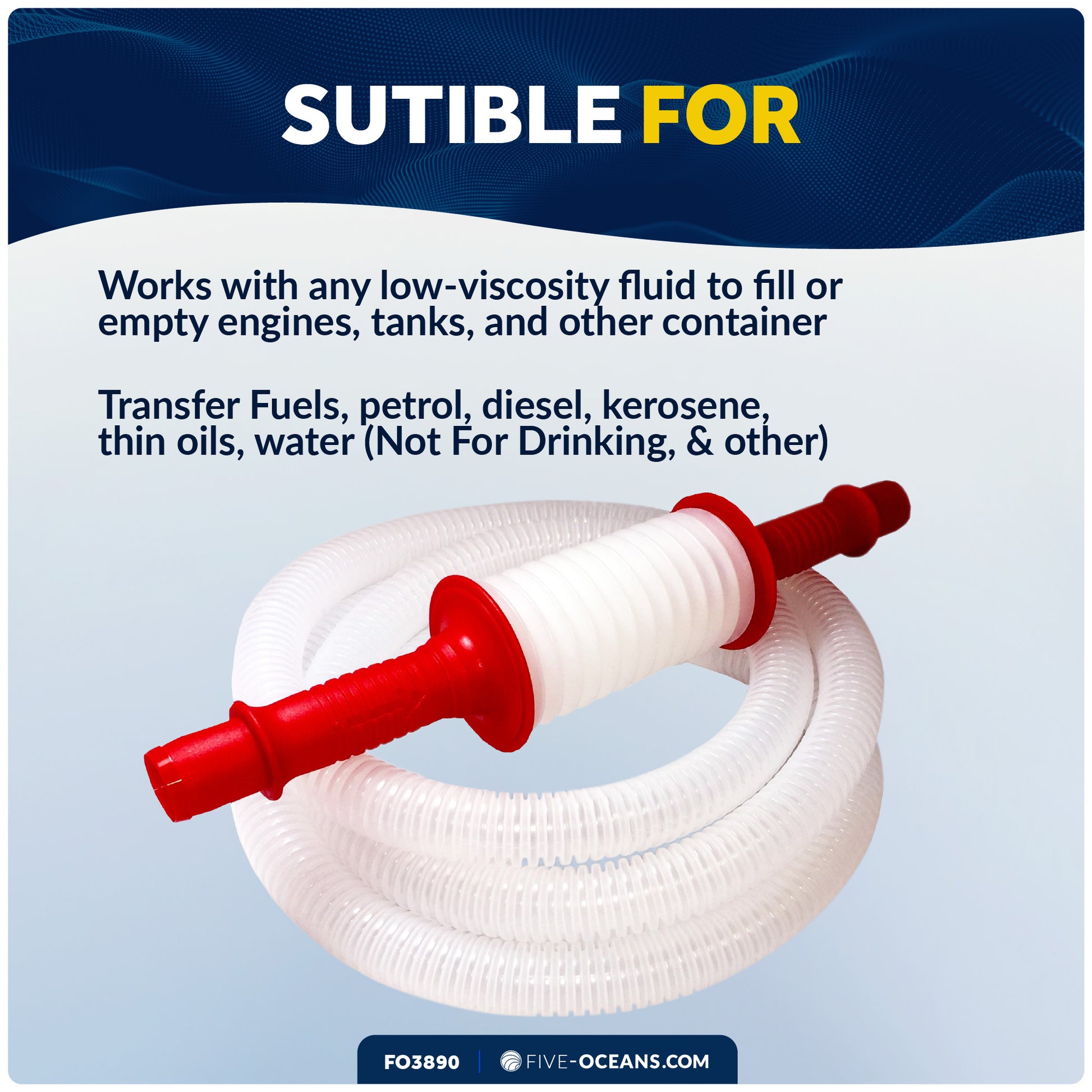 Fuel Transfer Pump Mini Siphon Manual Sucker Set - FO3890 - Five Oceans