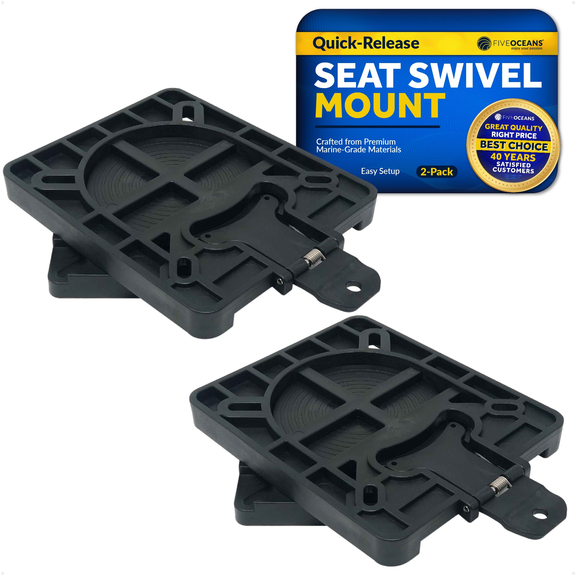 Boat Quick-Release Seat Swivel Mount Removable Bracket, 2-Pack - FO3891-M2 - Five Oceans