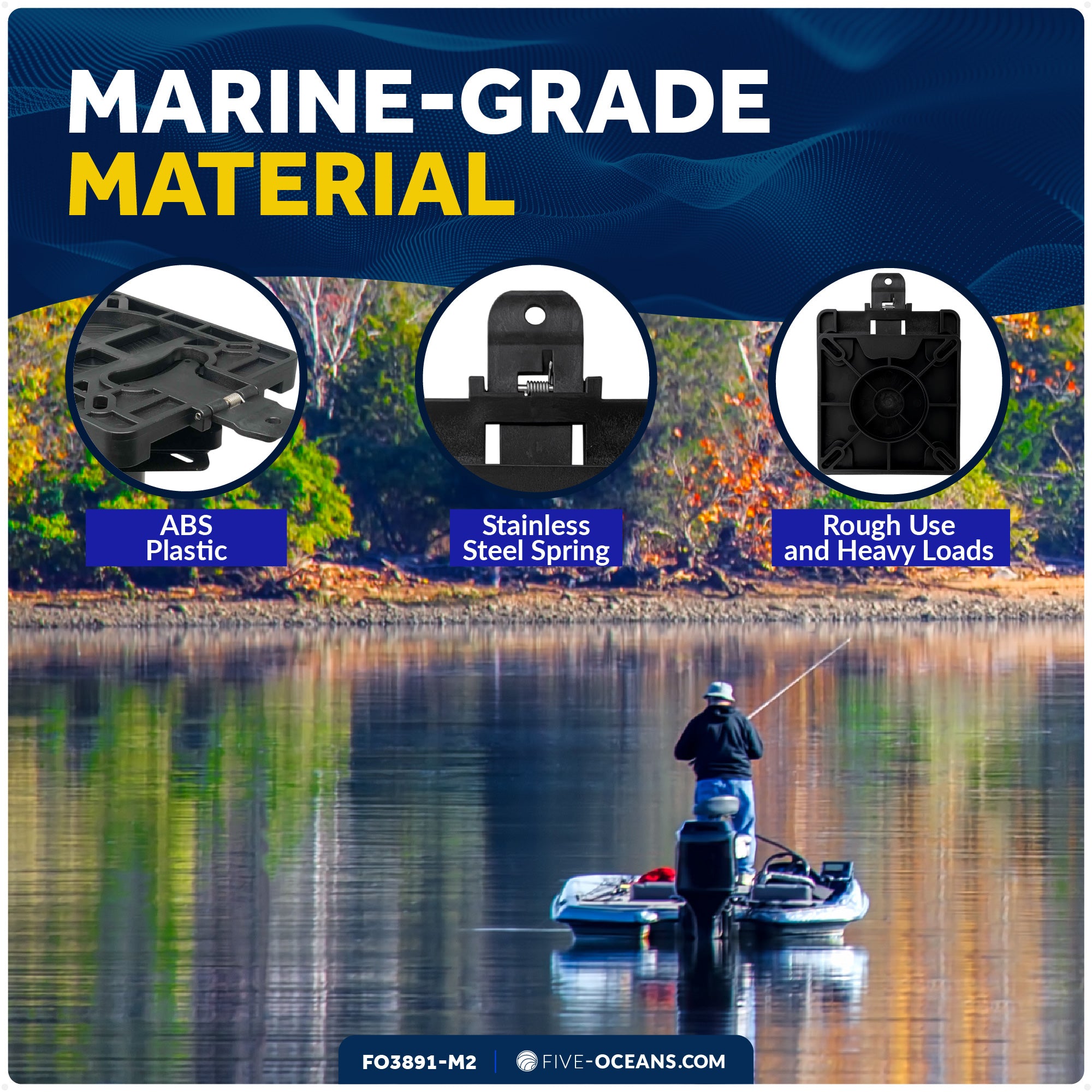 Boat Quick-Release Seat Swivel Mount Removable Bracket, 2-Pack - FO3891-M2 - Five Oceans