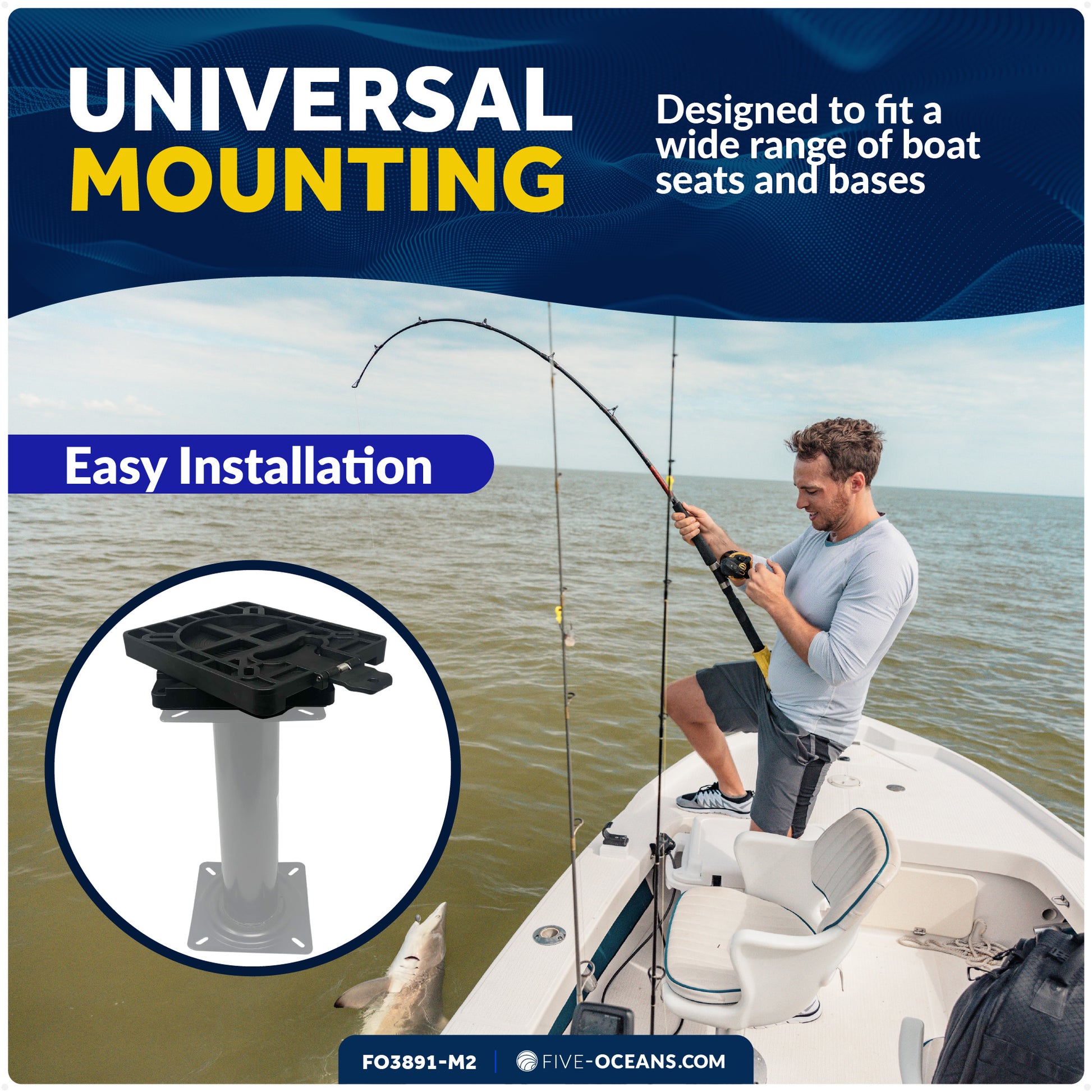 Boat Quick-Release Seat Swivel Mount Removable Bracket, 2-Pack - FO3891-M2 - Five Oceans