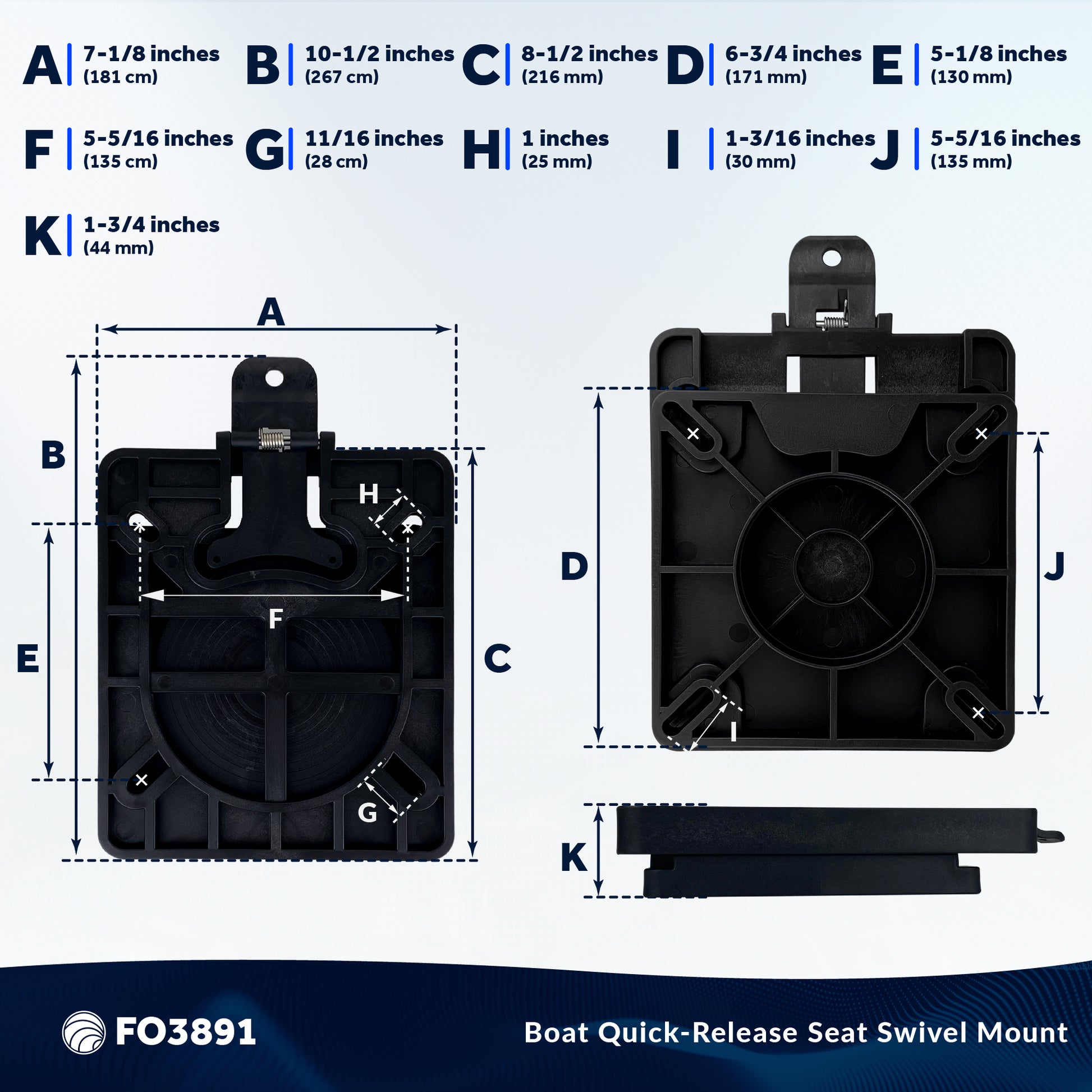 Boat Quick-Release Seat Swivel Mount Removable Bracket - FO3891 - Five Oceans