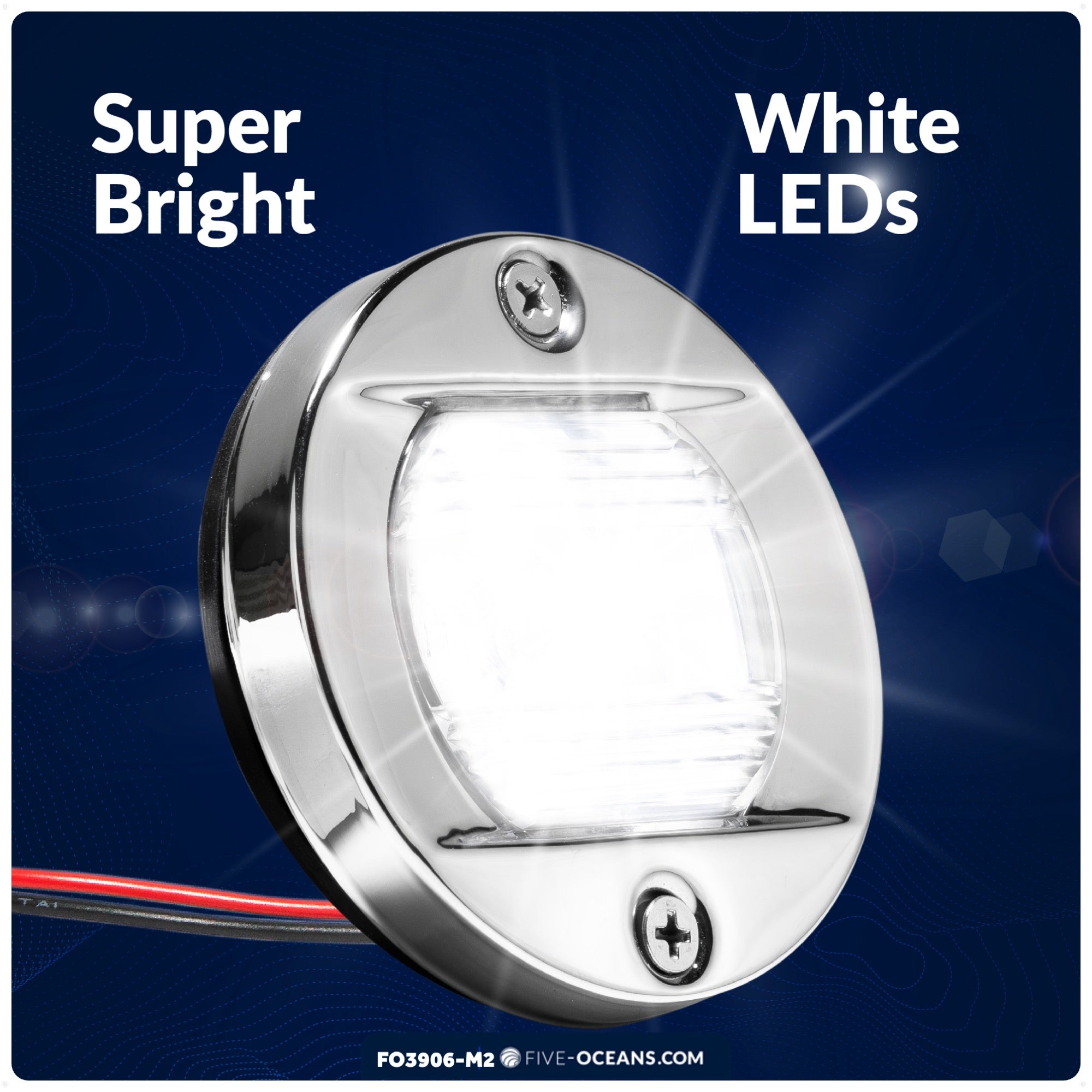 LED Courtesy Navigation Lights, Round Stainless Steel, Daylight, 2-Pack - FO3906-M2 - Five Oceans