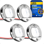 LED Courtesy Navigation Lights, Round Stainless Steel, Daylight, 4-Pack - FO3906-M4 - Five Oceans