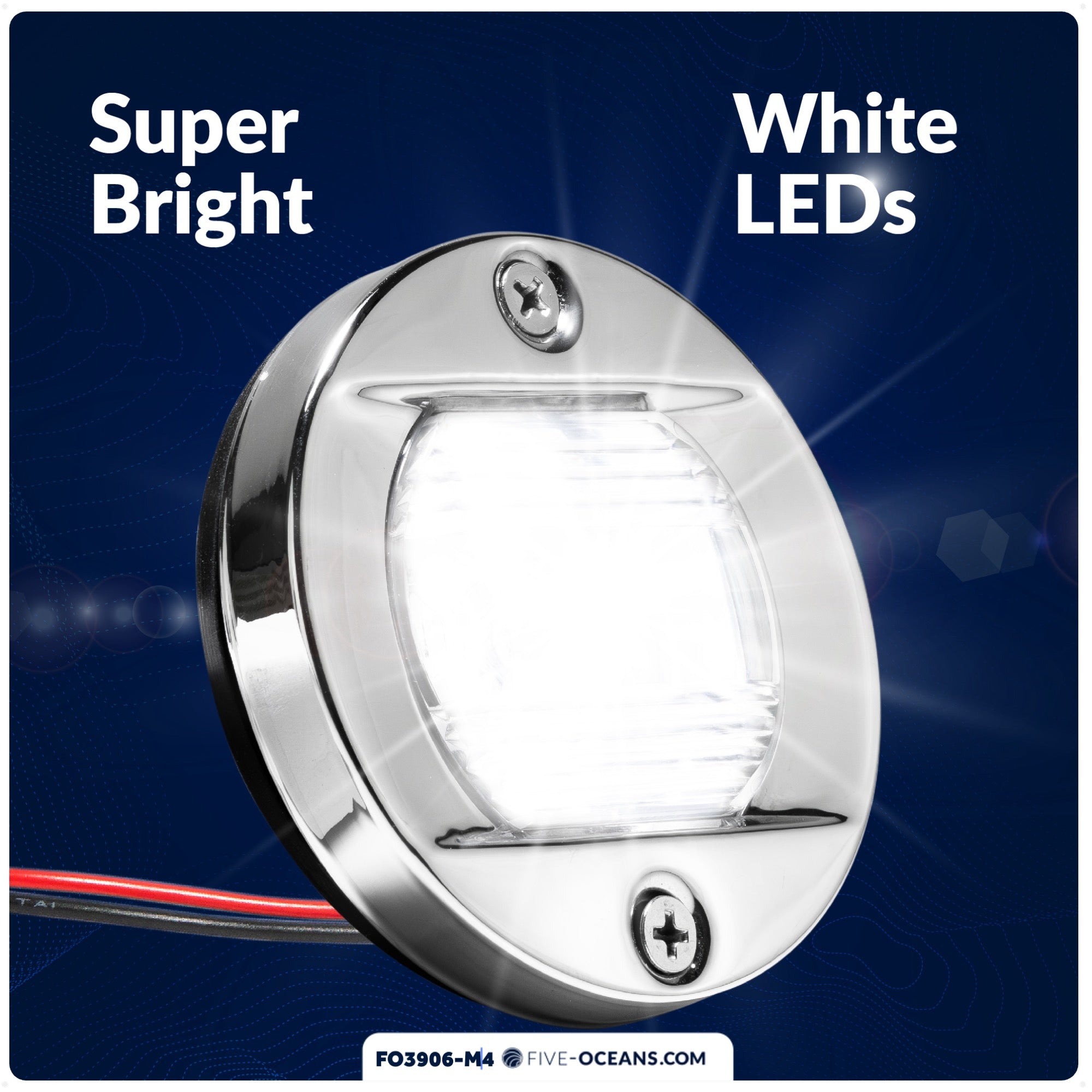 LED Courtesy Navigation Lights, Round Stainless Steel, Daylight, 4-Pack - FO3906-M4 - Five Oceans