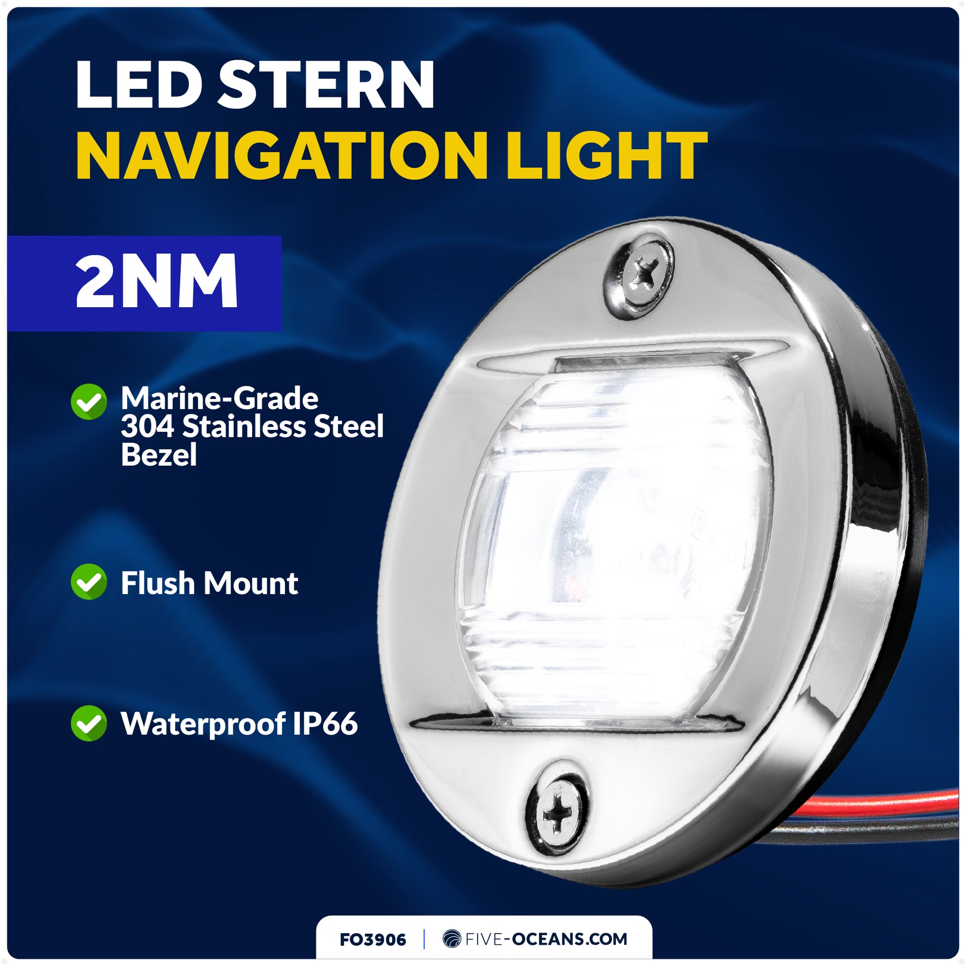 LED Stern Navigation Light, 12V DC - 2NM - FO3906 - Five Oceans