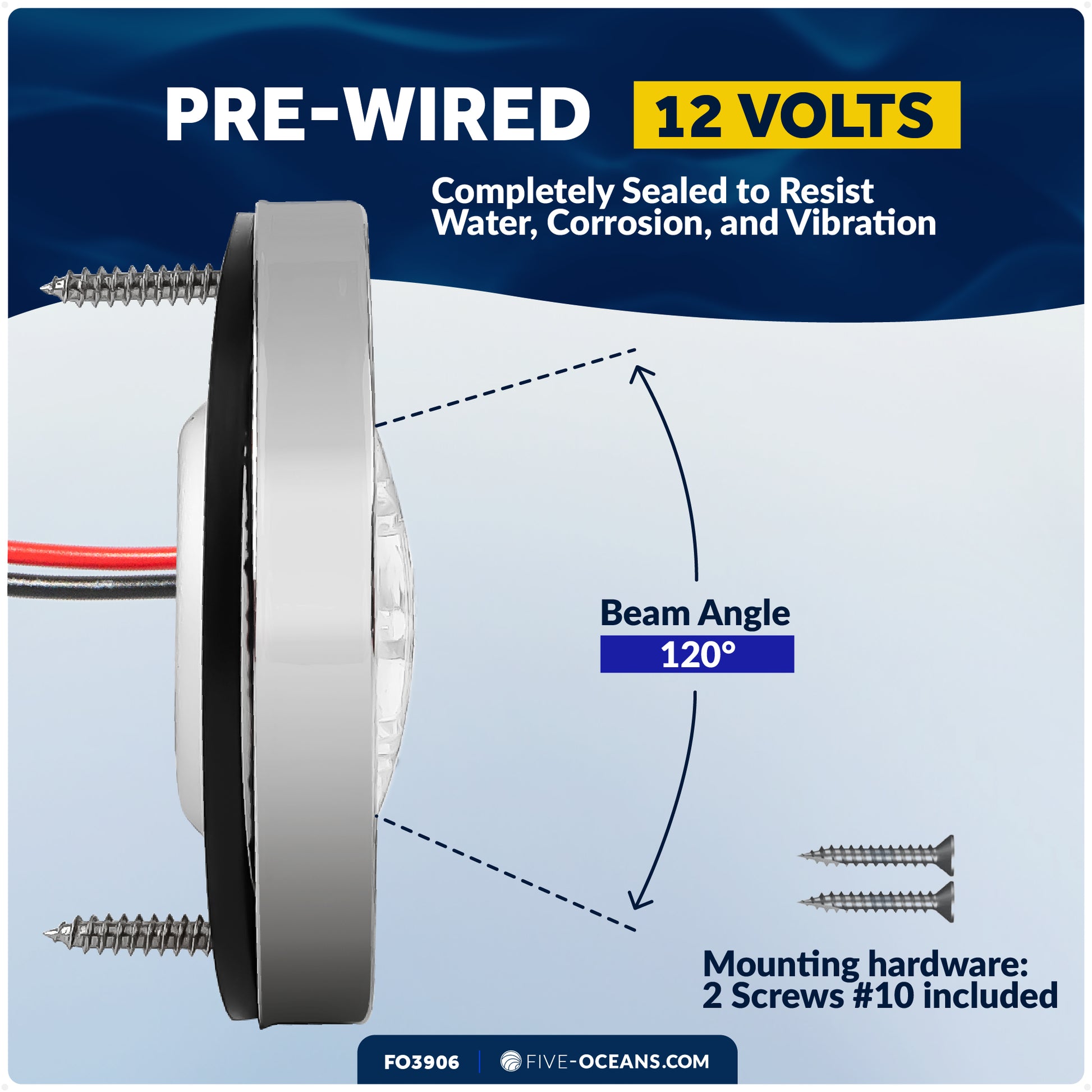 LED Stern Navigation Light, 12V DC - 2NM - FO3906 - Five Oceans