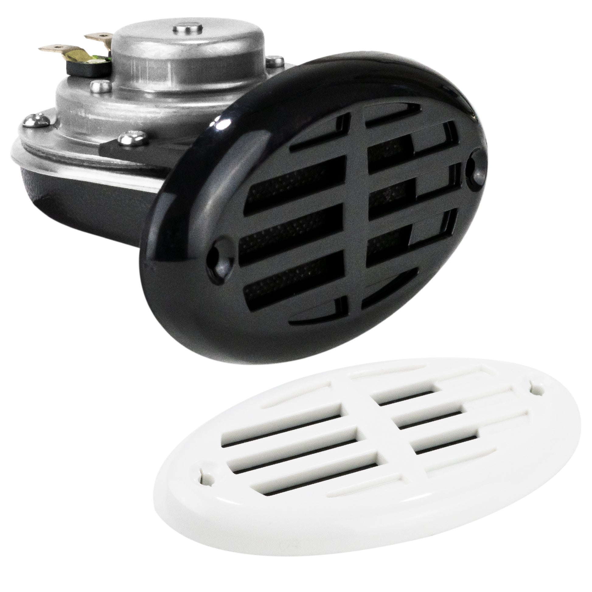 Drop-in Hidden Boat Horn with Black and White Grills, 12V - 110+5 dB - FO3914 - Five Oceans