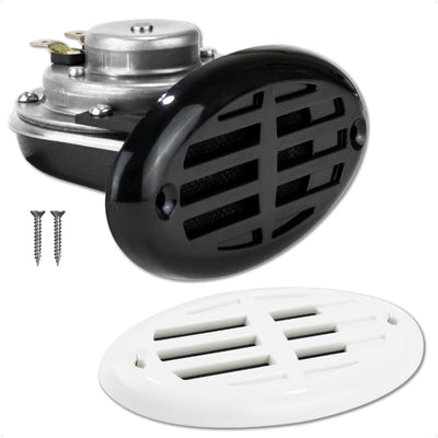 Drop-in Hidden Boat Horn with Black & White Grills, 12V, 110+5 dB - FO3914 - Five Oceans