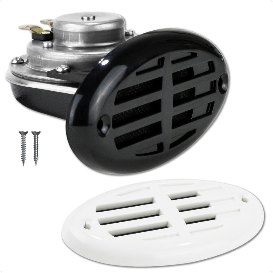 Drop-in Hidden Boat Horn with Black & White Grills, 12V, 110+5 dB - FO3914 - Five Oceans