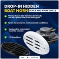 Drop-in Hidden Boat Horn with Black & White Grills, 12V, 110+5 dB - FO3914 - Five Oceans