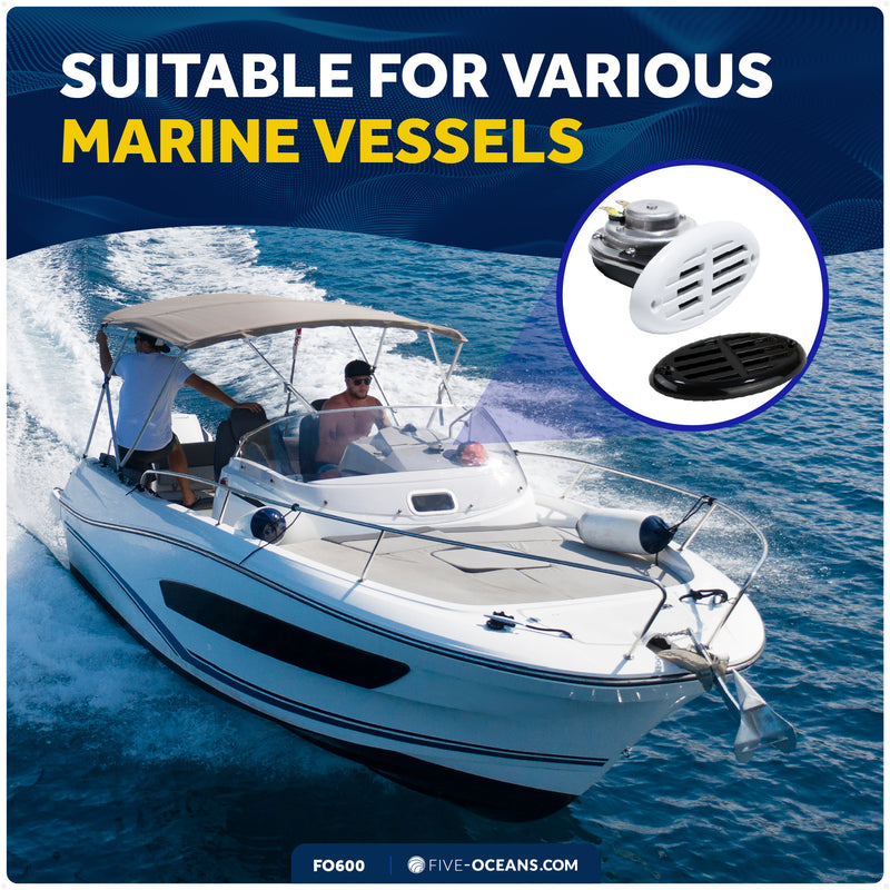 Drop-in Hidden Boat Horn with Black & White Grills, 12V, 110+5 dB - FO3914 - Five Oceans