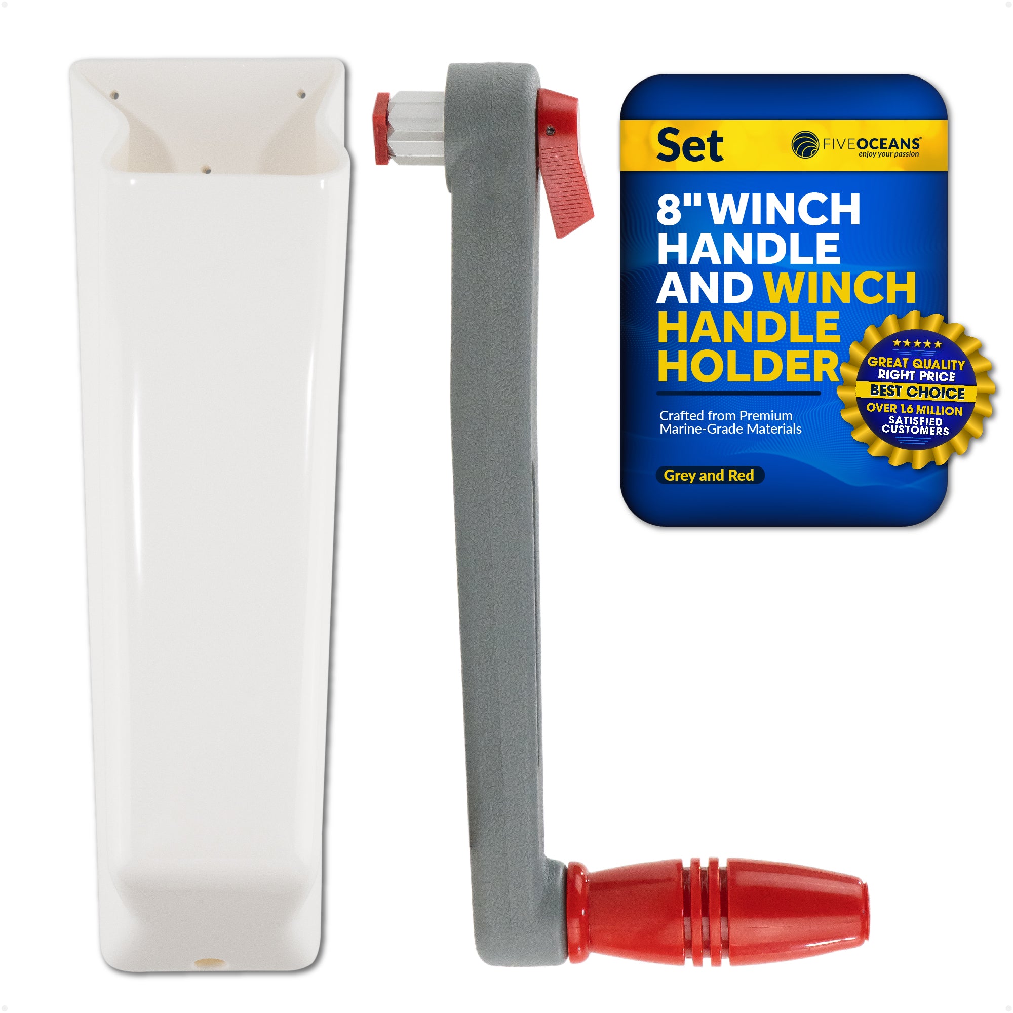 8" Sailboat Winch Handle and Winch Handle Pocket Set - FO3923-570 - Five Oceans