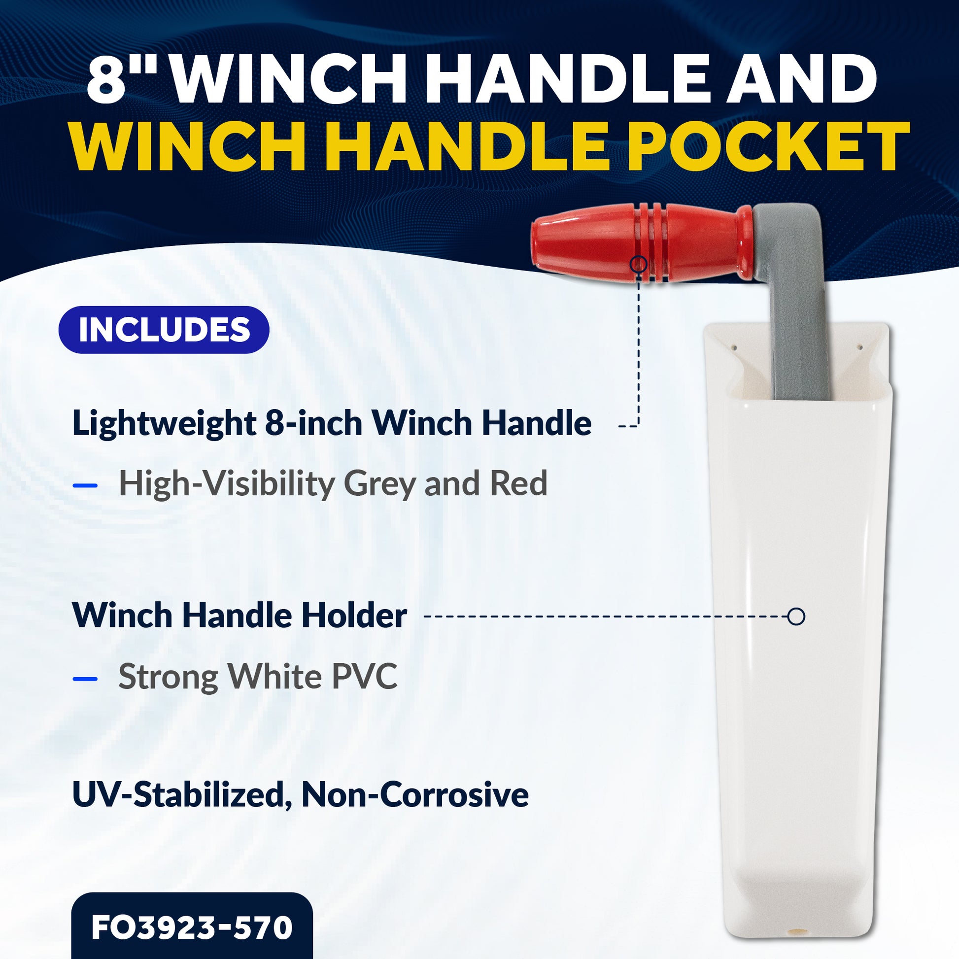 8" Sailboat Winch Handle and Winch Handle Pocket Set - FO3923-570 - Five Oceans