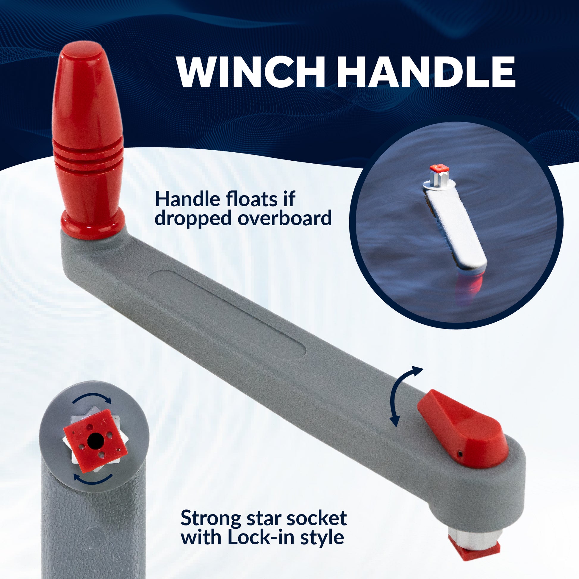 8" Sailboat Winch Handle and Winch Handle Pocket Set - FO3923-570 - Five Oceans