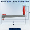 8" Universal Floating Winch Handle, Lock-in Mechanism, Gray & Red, 2-Pack - FO3923-M2 - Five Oceans