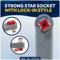 8" Universal Floating Winch Handle, Lock-in Mechanism, Gray & Red - FO3923 - Five Oceans