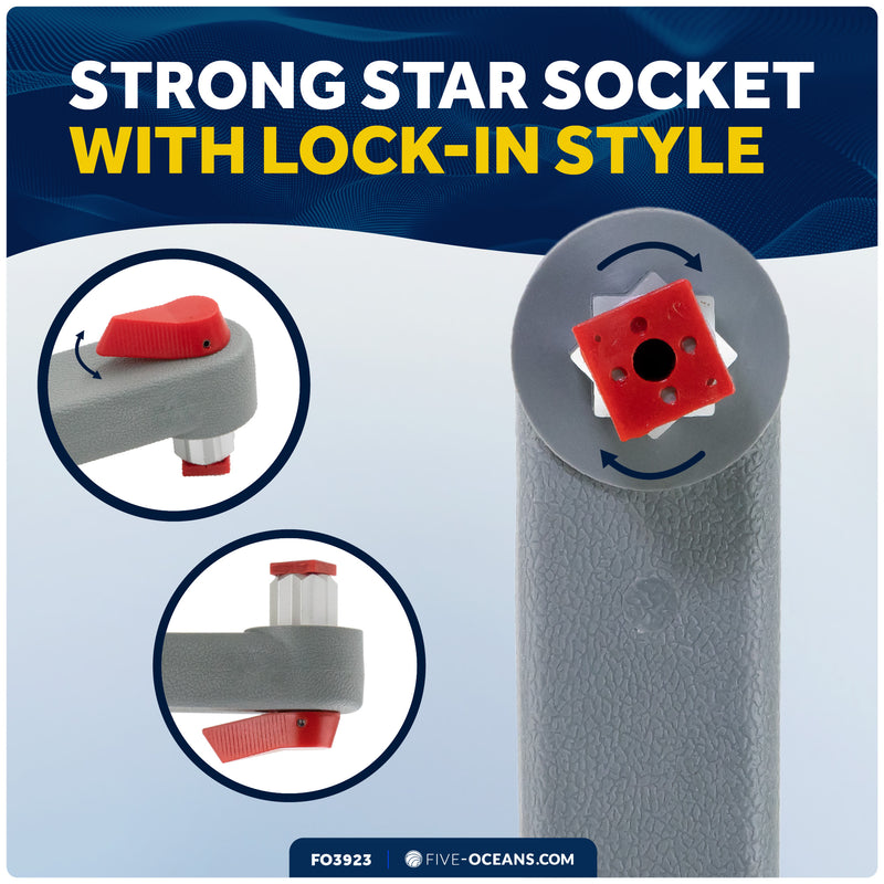 8" Universal Floating Winch Handle, Lock-in Mechanism, Gray & Red - FO3923 - Five Oceans
