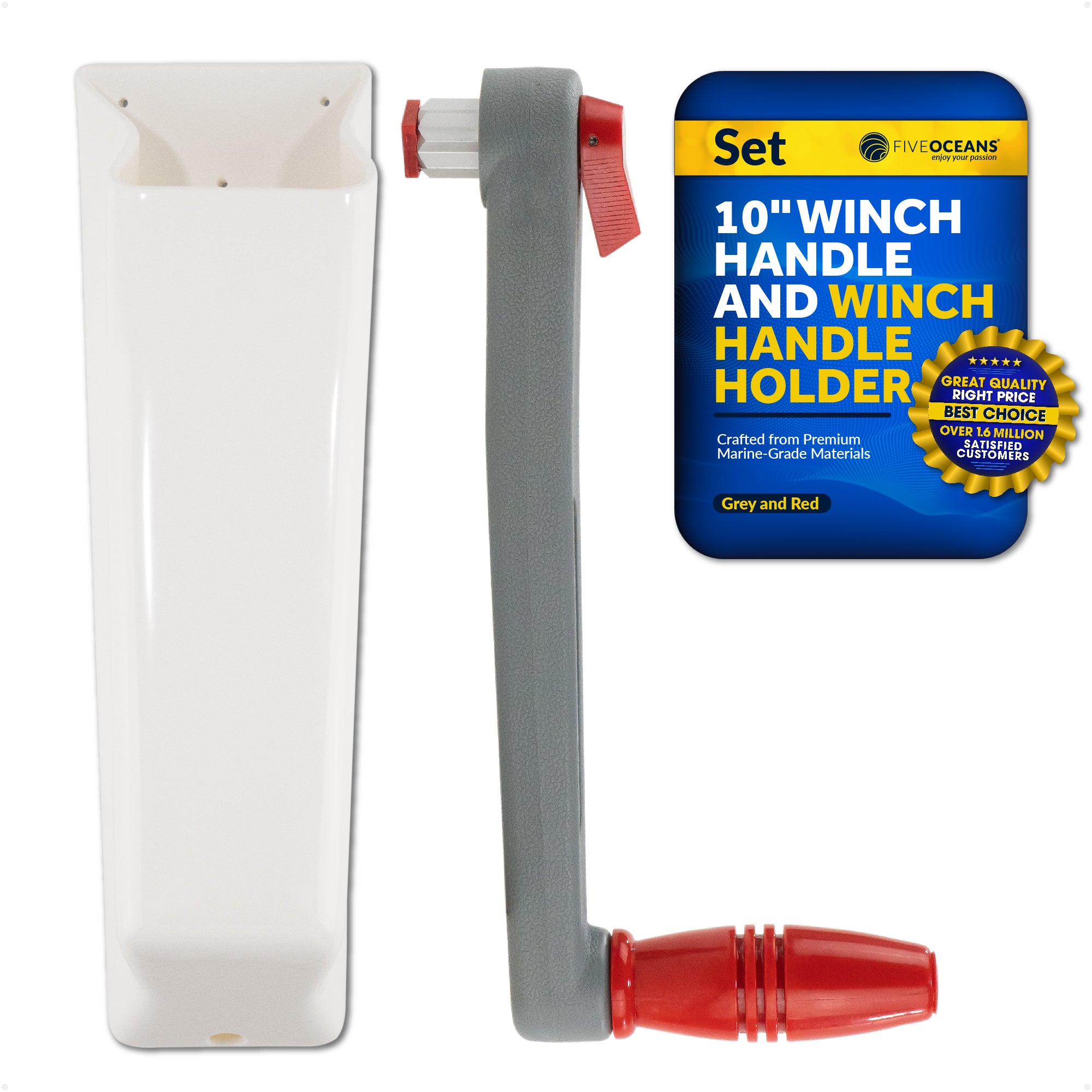 10" Sailboat Winch Handle and Winch Handle Pocket Set - FO3924-570 - Five Oceans