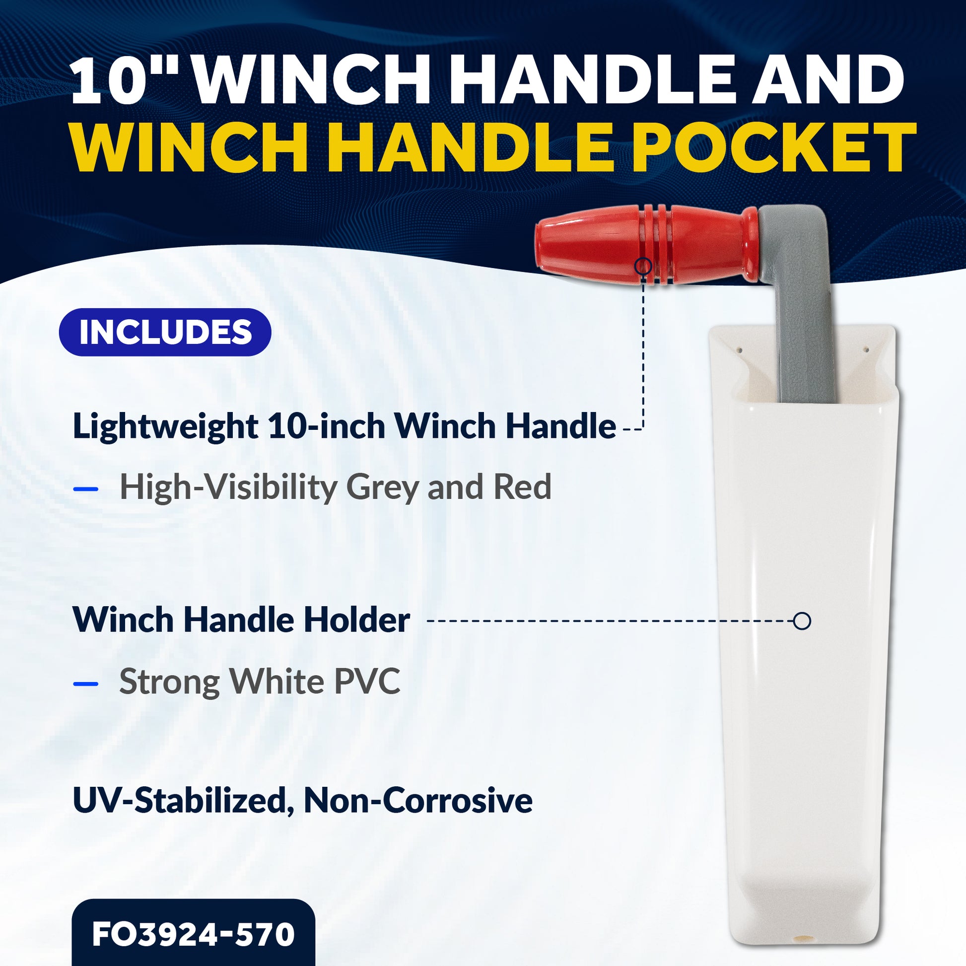 10" Sailboat Winch Handle and Winch Handle Pocket Set - FO3924-570 - Five Oceans