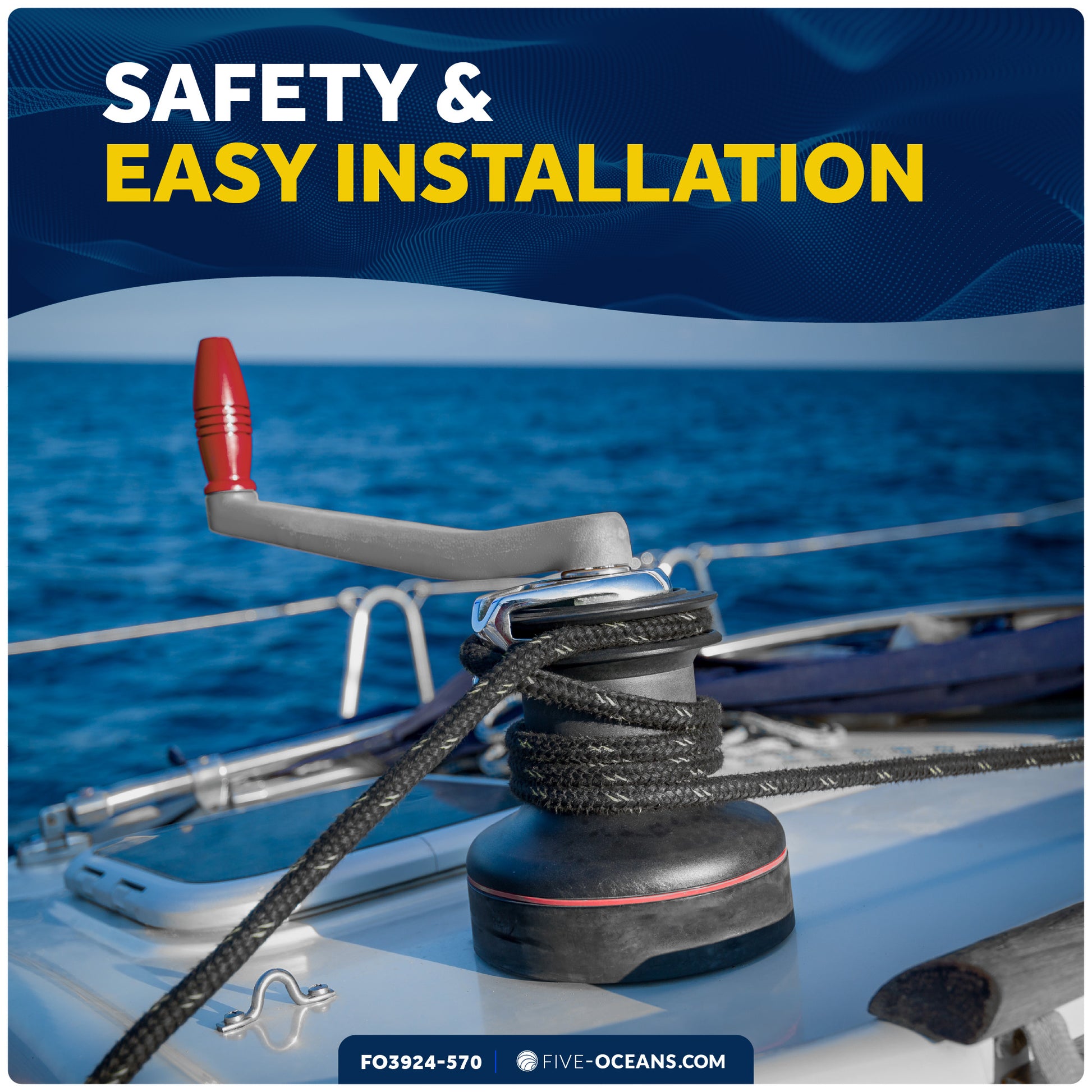 10" Sailboat Winch Handle and Winch Handle Pocket Set - FO3924-570 - Five Oceans