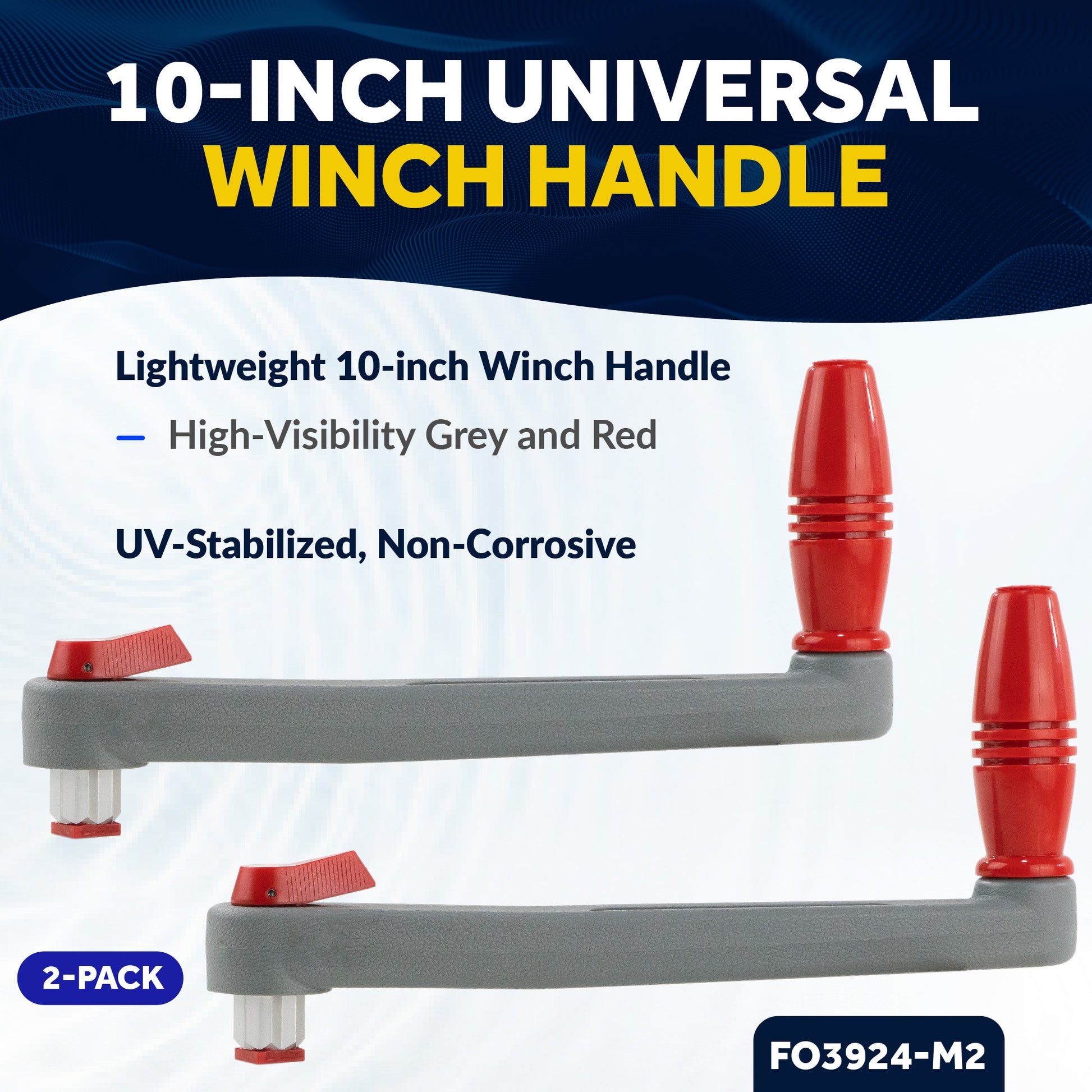 Universal Winch Handle, 10" Floating Lock-in Style, Grey/Red, 2-Pack - FO3924-M2 - Five Oceans