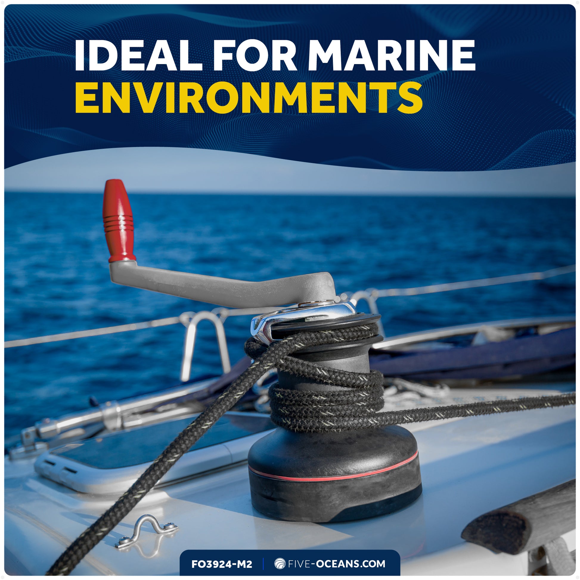 Universal Winch Handle, 10" Floating Lock-in Style, Grey/Red, 2-Pack - FO3924-M2 - Five Oceans