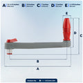 10" Universal Floating Winch Handle, Lock-in Mechanism, Gray & Red, 2-Pack - FO3924-M2 - Five Oceans