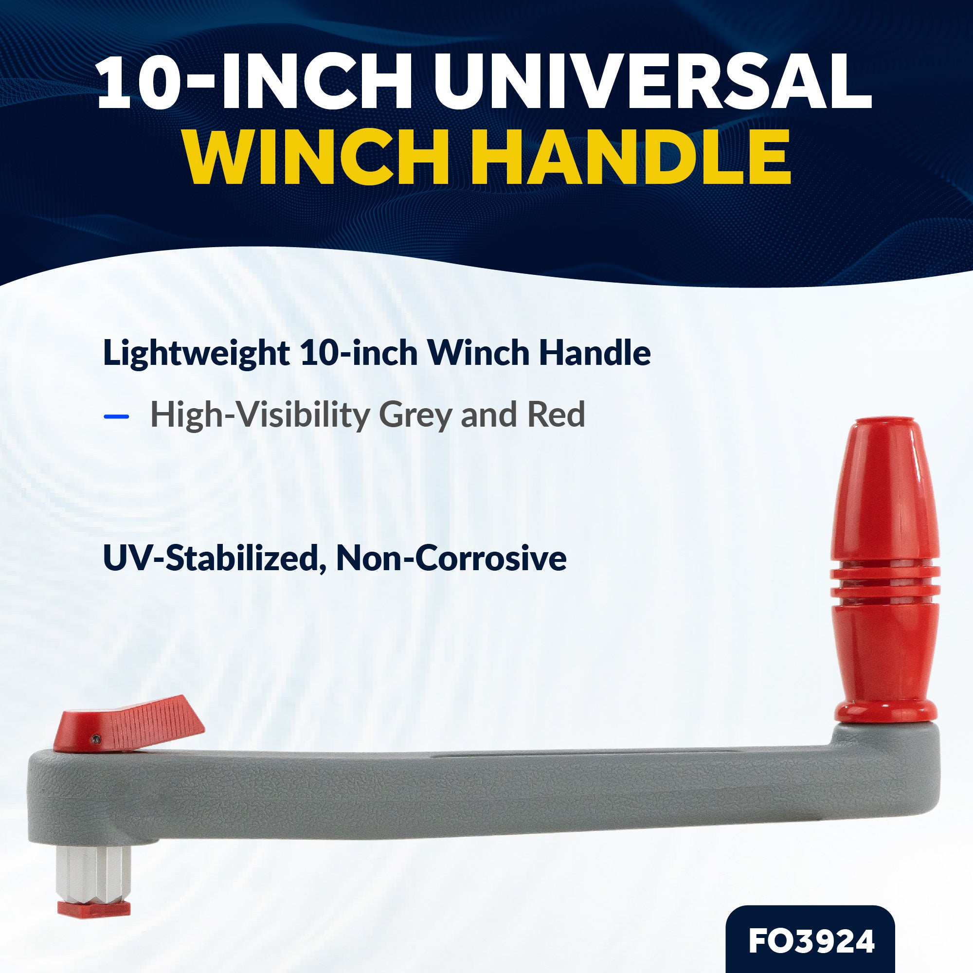Universal Winch Handle, 10" Floating Lock-in Style, Grey/Red - FO3924 - Five Oceans