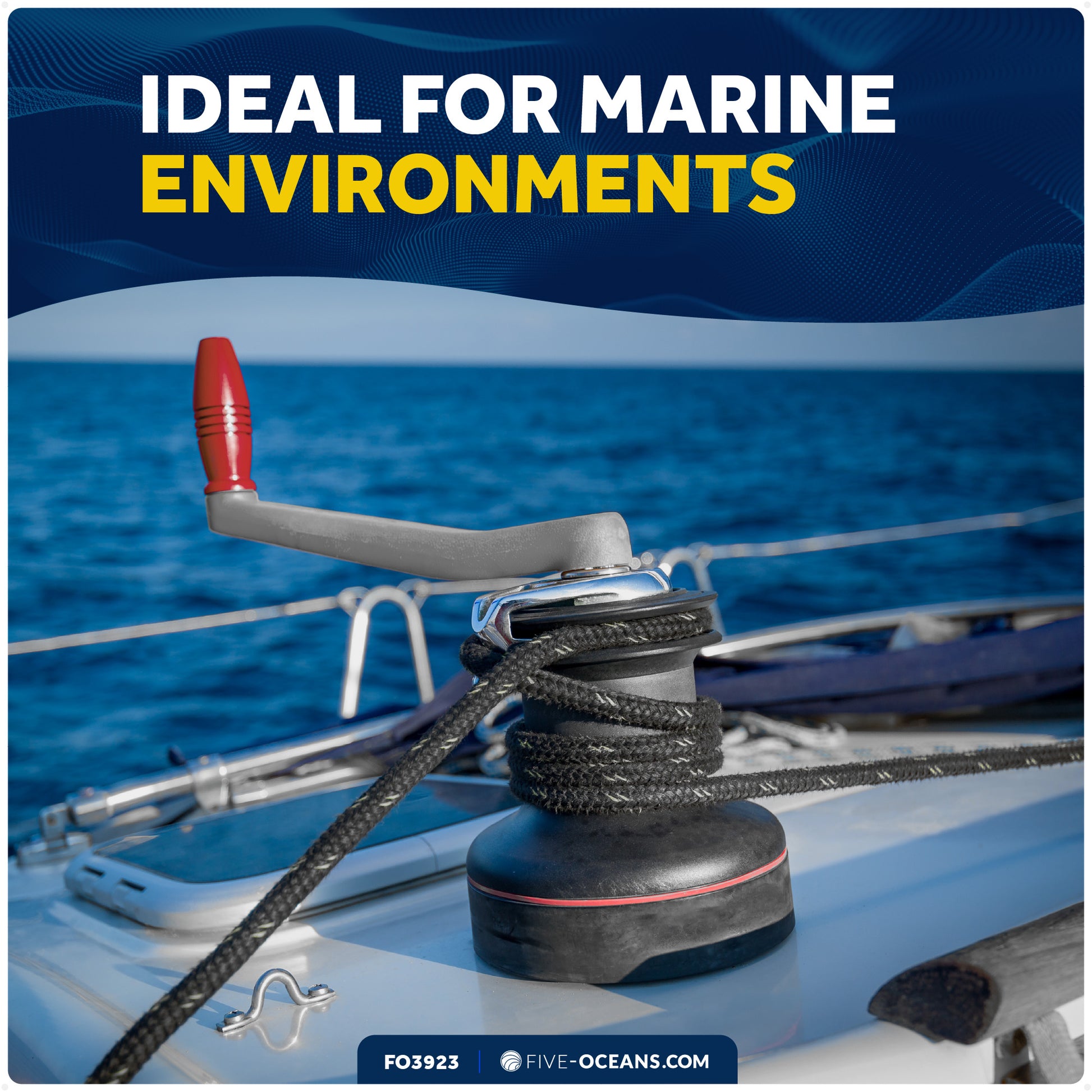 Universal Winch Handle, 10" Floating Lock-in Style, Grey/Red - FO3924 - Five Oceans