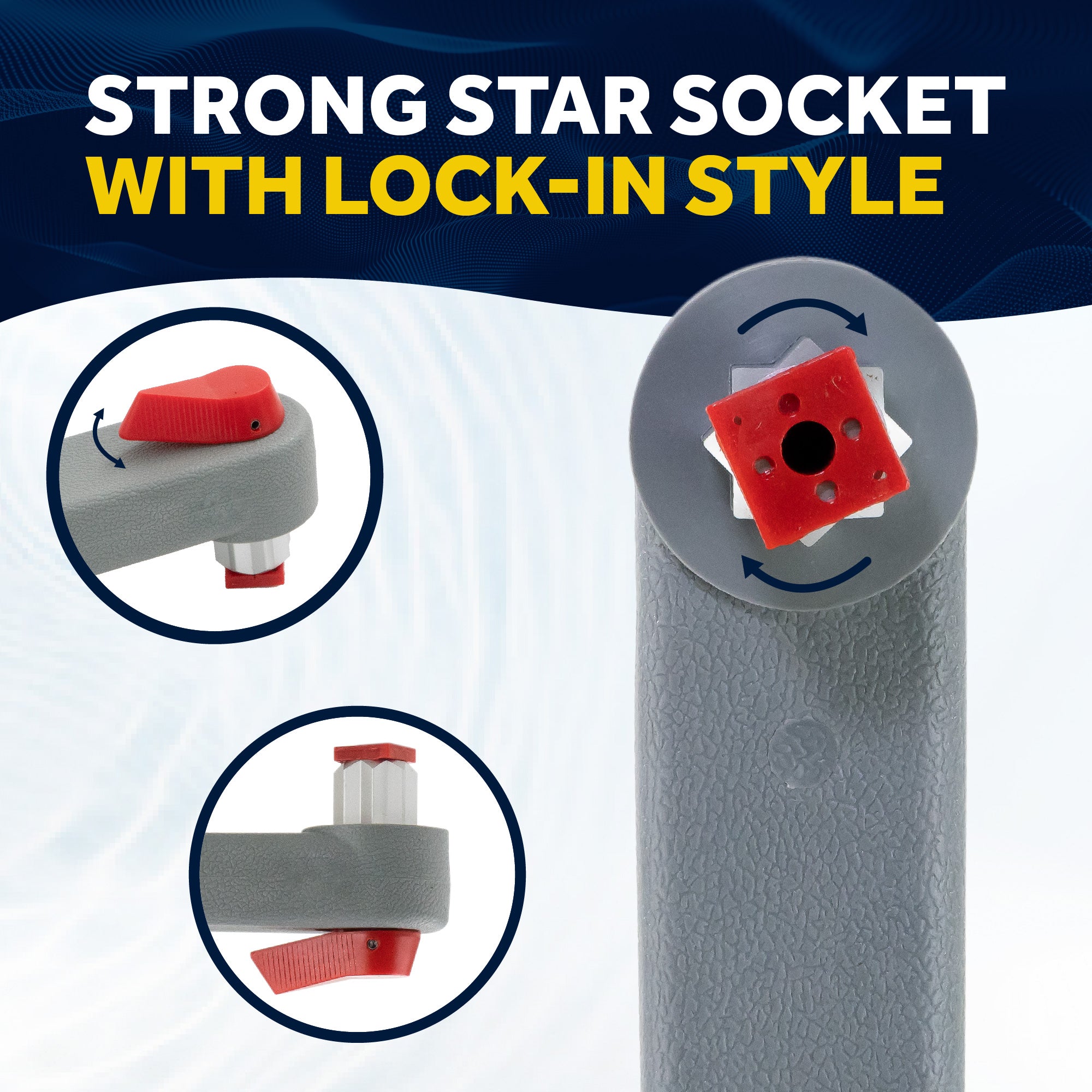 Universal Winch Handle, 10" Floating Lock-in Style, Grey/Red - FO3924 - Five Oceans