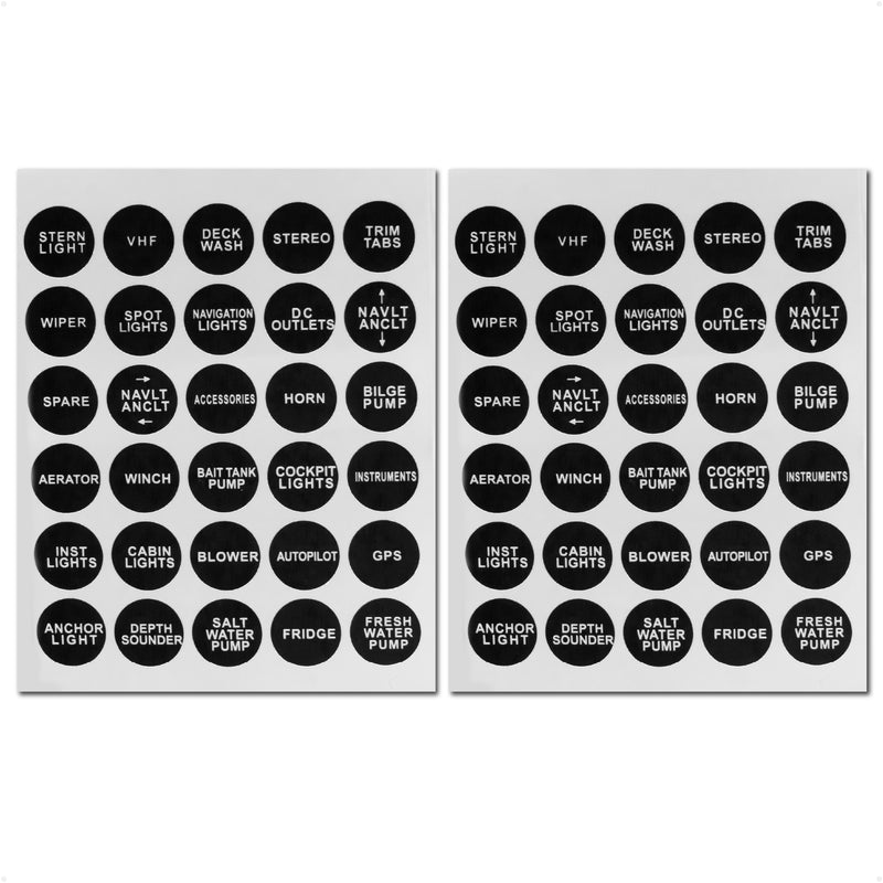 Round Switch Panel Labels, 30 Pieces Per Sheet, 2-Pack - FO3928-M2 - Five Oceans