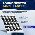 Round Switch Panel Labels, 30 Pieces Per Sheet - FO3928 - Five Oceans