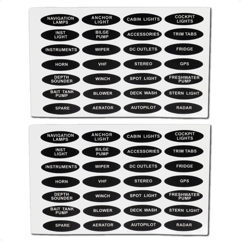 Oval Switch Panel Labels, 28 Pieces Per Sheet, 2-Pack - FO3929-M2 - Five Oceans