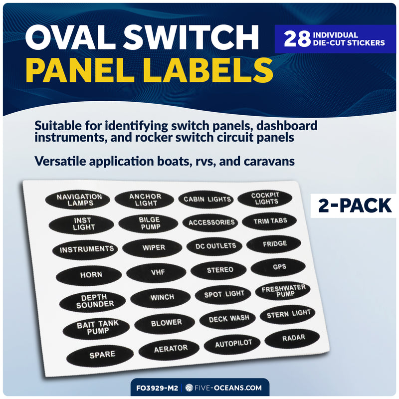 Oval Switch Panel Labels, 28 Pieces Per Sheet, 2-Pack - FO3929-M2 - Five Oceans