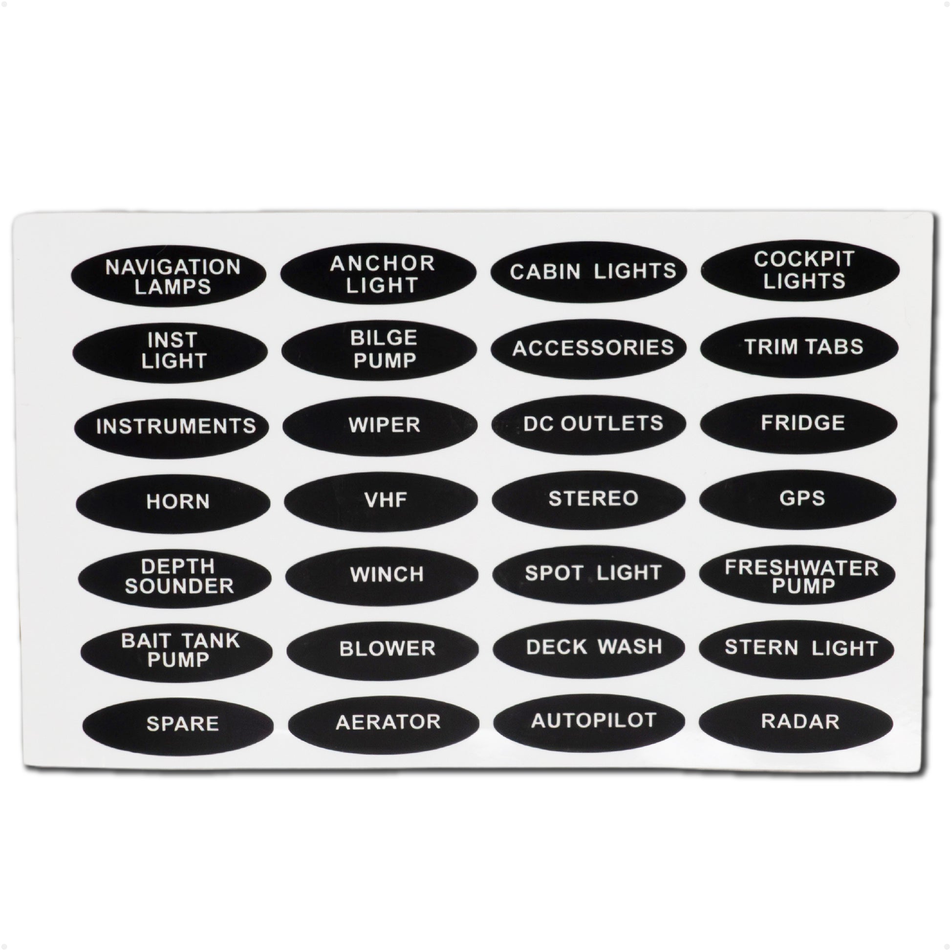 Oval Switch Panel Labels, 28 Pieces Per Sheet - FO3929 - Five Oceans
