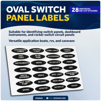 Oval Switch Panel Labels, 28 Pieces Per Sheet - FO3929 - Five Oceans