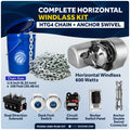 Horizontal Windlass Kit 600W with 100' Galvanized Chain - FO3930-4489-M100-KIT - Five Oceans