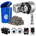 Horizontal Windlass 600W with 100' Stainless Steel Chain - FO3930-4492-M100-KIT - Five Oceans