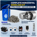 Horizontal Windlass 600W with 100' Stainless Steel Chain - FO3930-4492-M100-KIT - Five Oceans