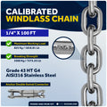 Horizontal Windlass 600W with 100' Stainless Steel Chain - FO3930-4492-M100-KIT - Five Oceans