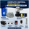 Vertical Windlass Kit 600W with 150' Galvanized Chain - FO3931-4489-M150-KIT - Five Oceans