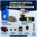 Vertical Windlass 600W with 100' Stainless Steel Chain - FO3931-4492-M100-KIT - Five Oceans