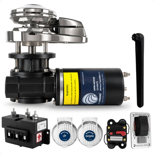 Pacific Series Vertical Windlass Kit, 12V DC (2-Terminal Motor)