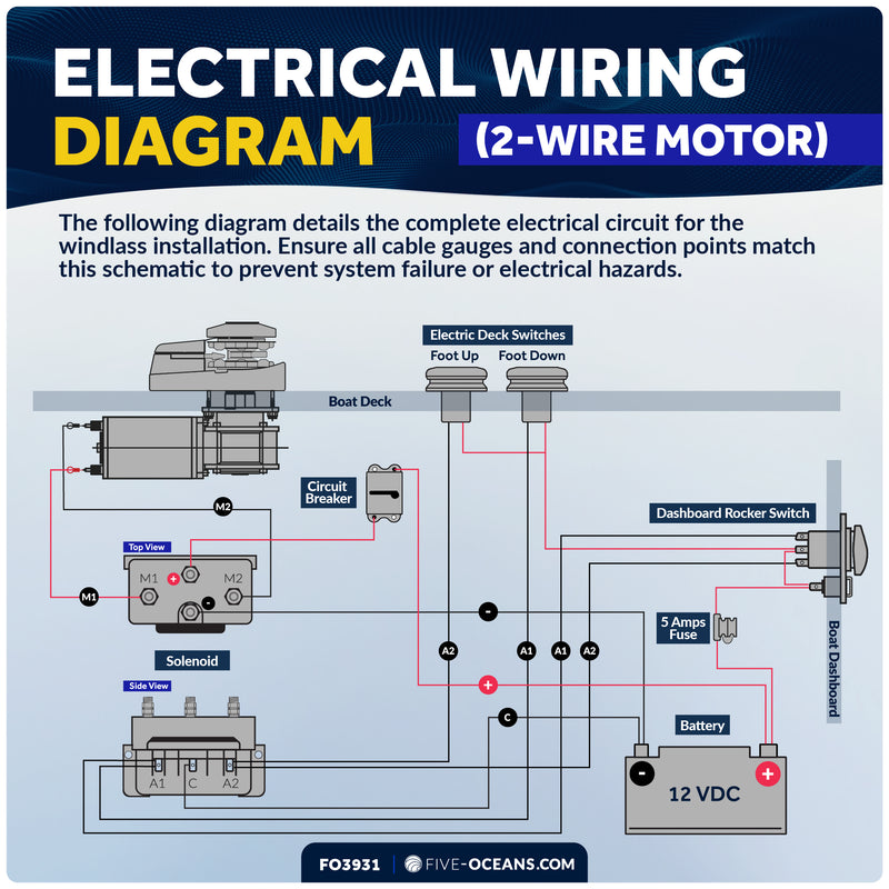 Vertical Windlass Kit 600W, 12V - Pacific 600 Series - FO3931 - Five Oceans