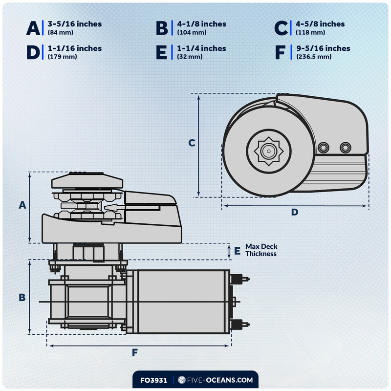 Vertical Windlass Kit 600W, 12V - Pacific 600 Series - FO3931 - Five Oceans