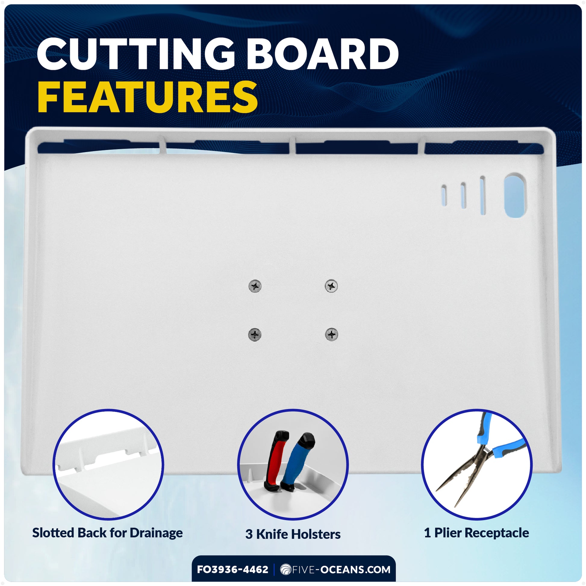Premium Bait Cutting Board Rod Holder Mount & Stainless Steel Fish Gripper Fishing Set - FO3936-4462 - Five Oceans