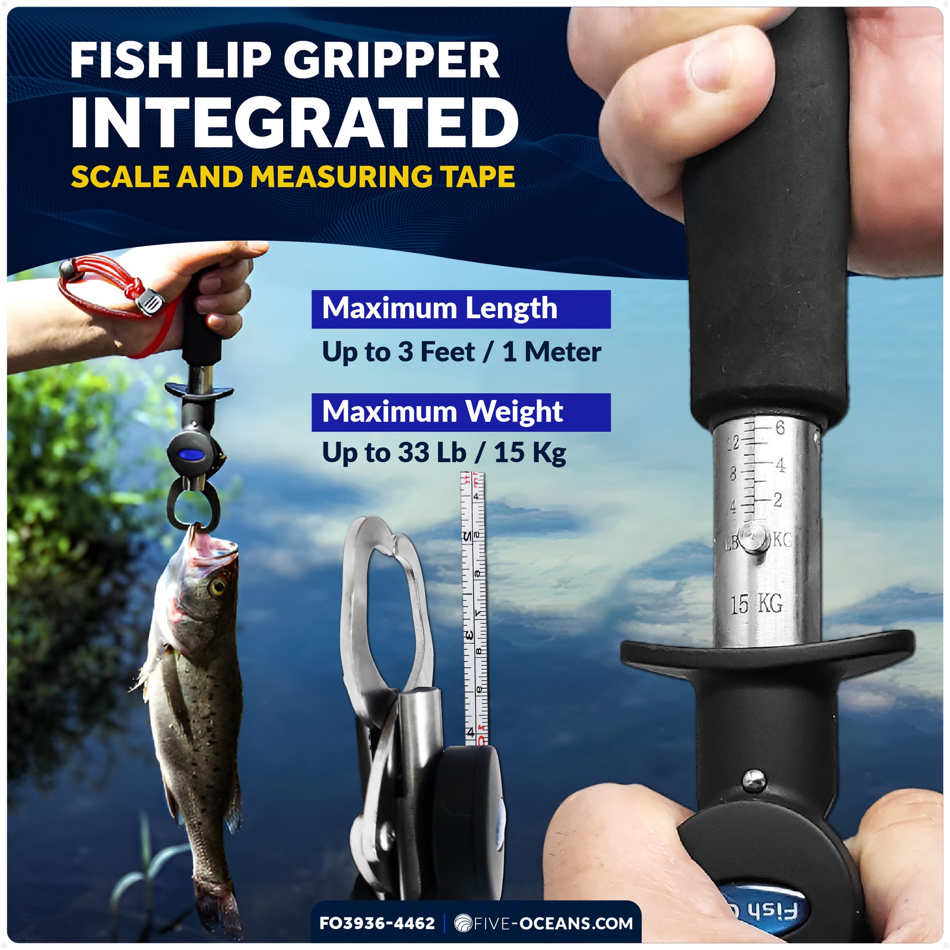 Premium Bait Cutting Board Rod Holder Mount & Stainless Steel Fish Gripper Fishing Set - FO3936-4462 - Five Oceans