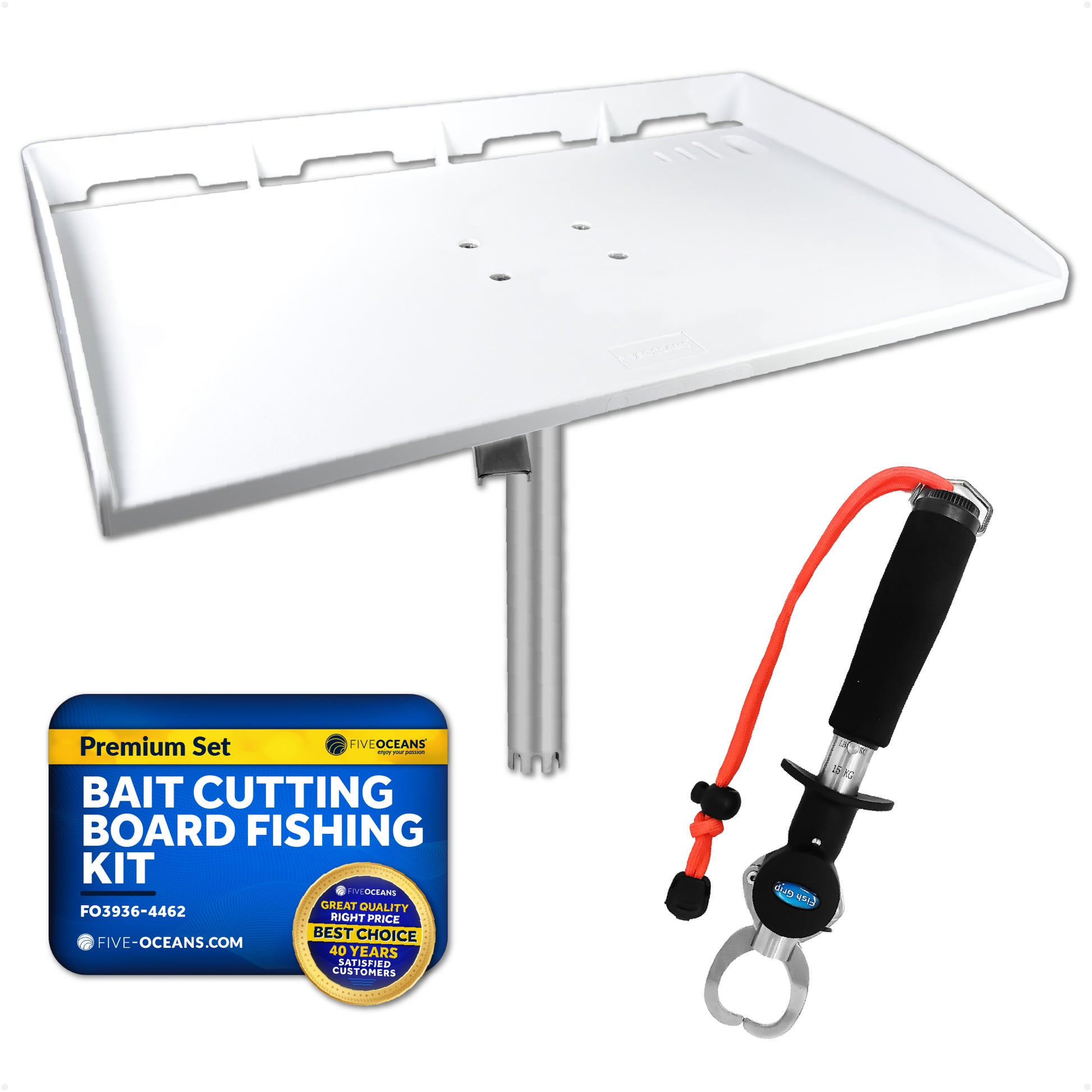 Premium Bait Cutting Board Rod Holder Mount & Stainless Steel Fish Gripper Fishing Set - FO3936-4462 - Five Oceans