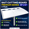 Fish Fillet Table / Cutting Board 20" x 12", Rod Holder Mount, White, 2-Pack - FO3936-M2 - Five Oceans